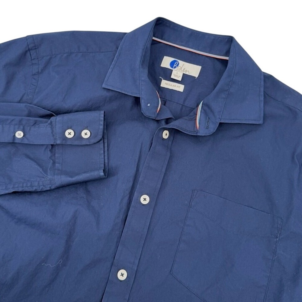 Boden Mens Large Button Down Shirt Navy Blue Regular Fit Cotton Casual Classic